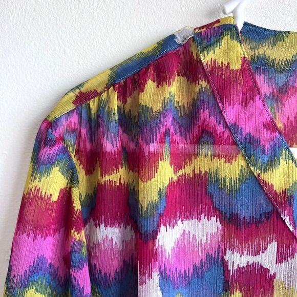 WRANGLER Women's Long Sleeve Multicolor V Neck Blouse Made in India - Picture 5 of 9